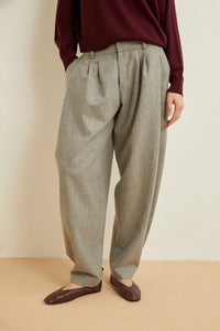 Pantalon Hunt coupe large froncé en laine - Grey