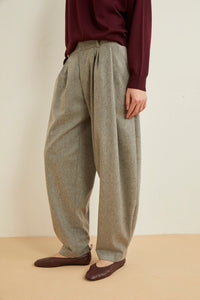Pantalon Hunt coupe large froncé en laine - Grey