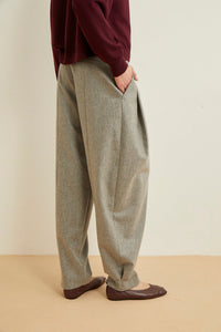 Pantalon Hunt coupe large froncé en laine - Grey