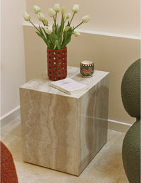 Table d'appoint Borgo - Effet Travertin
