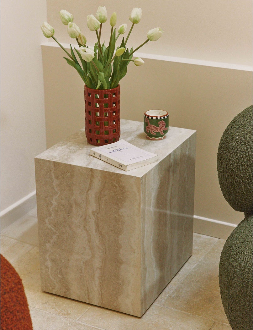 Table d'appoint Borgo - Effet Travertin
