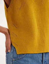 11qty RELIQUAT 50€ 12,5%  / Débardeur Agatha ajouré - Mustard