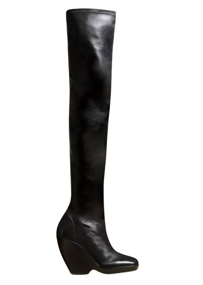 Morgan over-the-knee boot in leather - Black
