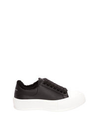 Sneakers Deck Plimsoll en cuir - Black & White