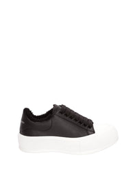 Sneakers Deck Plimsoll en cuir - Black & White