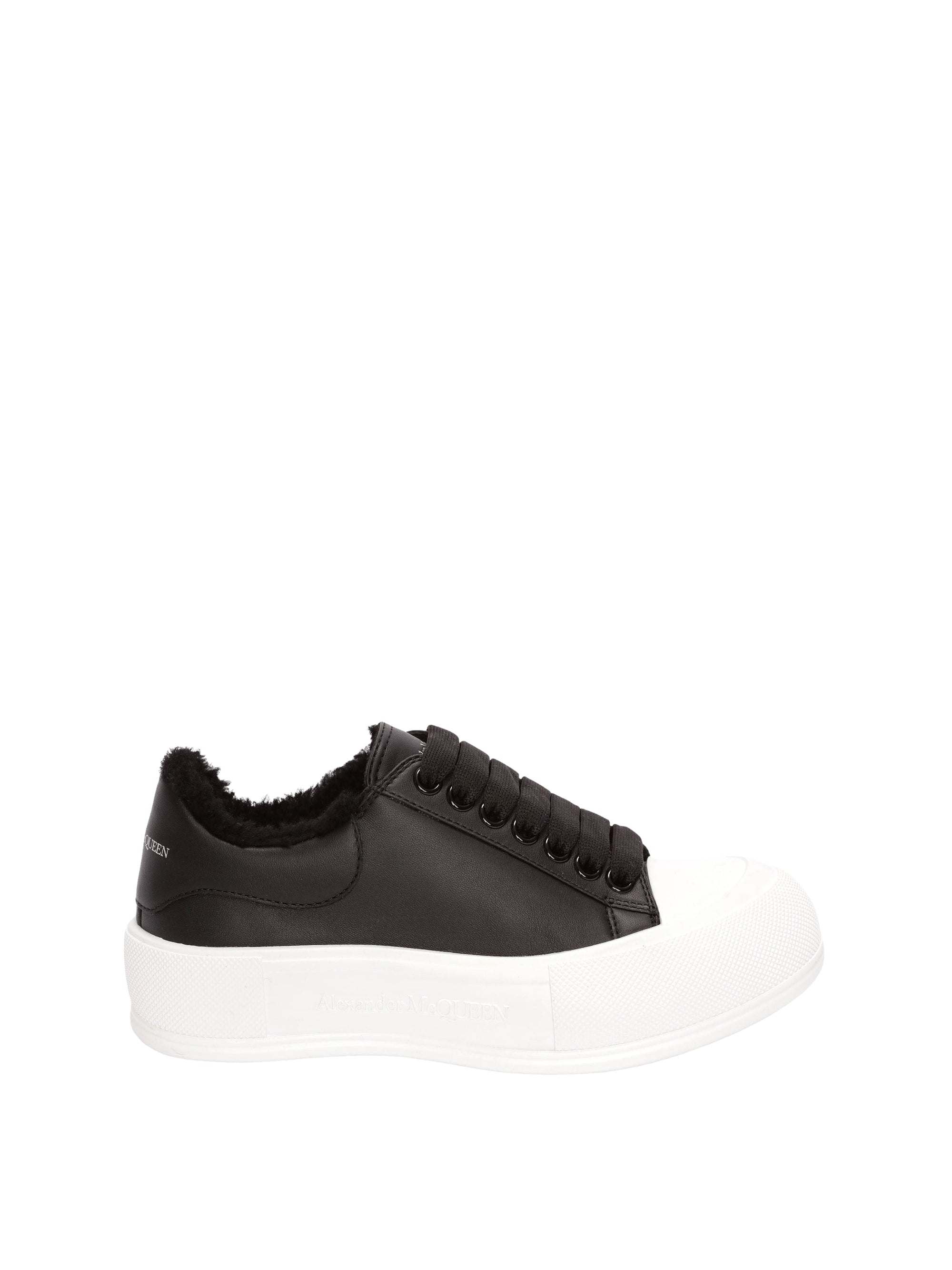 Sneakers Deck Plimsoll en cuir - Black & White