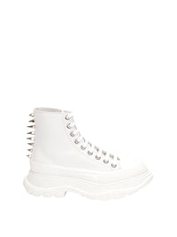 Sneakers montantes Punk à clous en cuir - Off White Silver