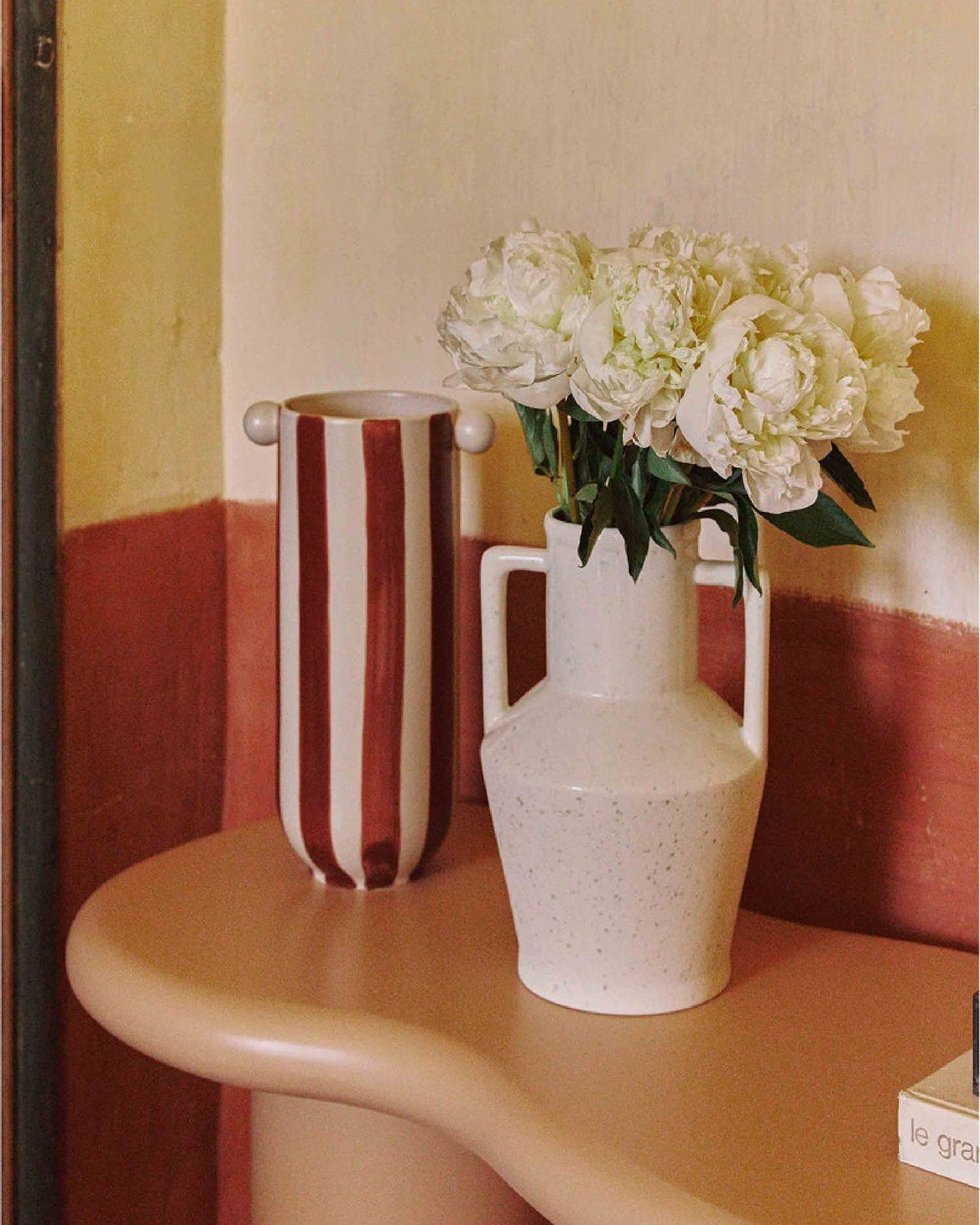 Vase Alda en céramique tâcheté - Blanc