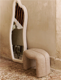 Miroir organique Mahina en velours teddy - Blanc