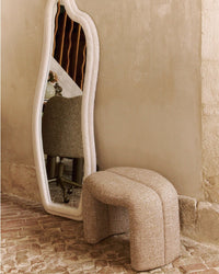 Miroir organique Mahina en velours teddy - Blanc
