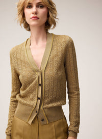 GOLD LUREX JACQUARD KNIT CARDIGAN
