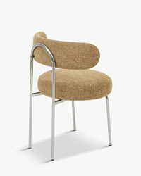 Chaise Vittoria - Tweed Marron Chêne & Métal Chromé