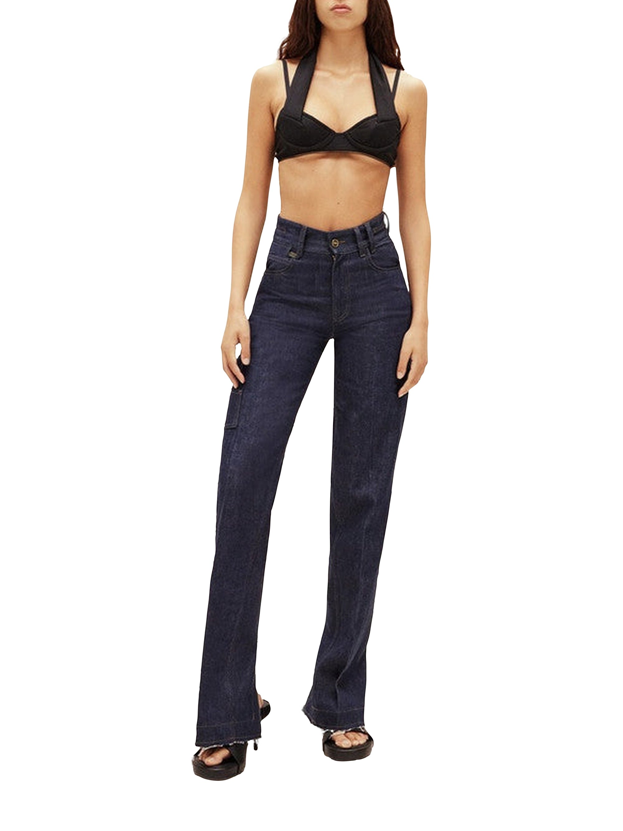 Pantalon De-Nîmes taille haute en denim - Navy & Khaki