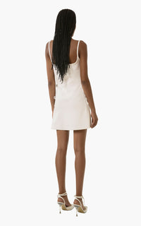 Short cut-out dress with rhinestone embellishments - White