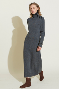 ZNOSTOCK_GREY ROBE TRAVAILLEE POIREAU - Grey