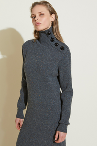 ZNOSTOCK_GREY ROBE TRAVAILLEE POIREAU - Grey