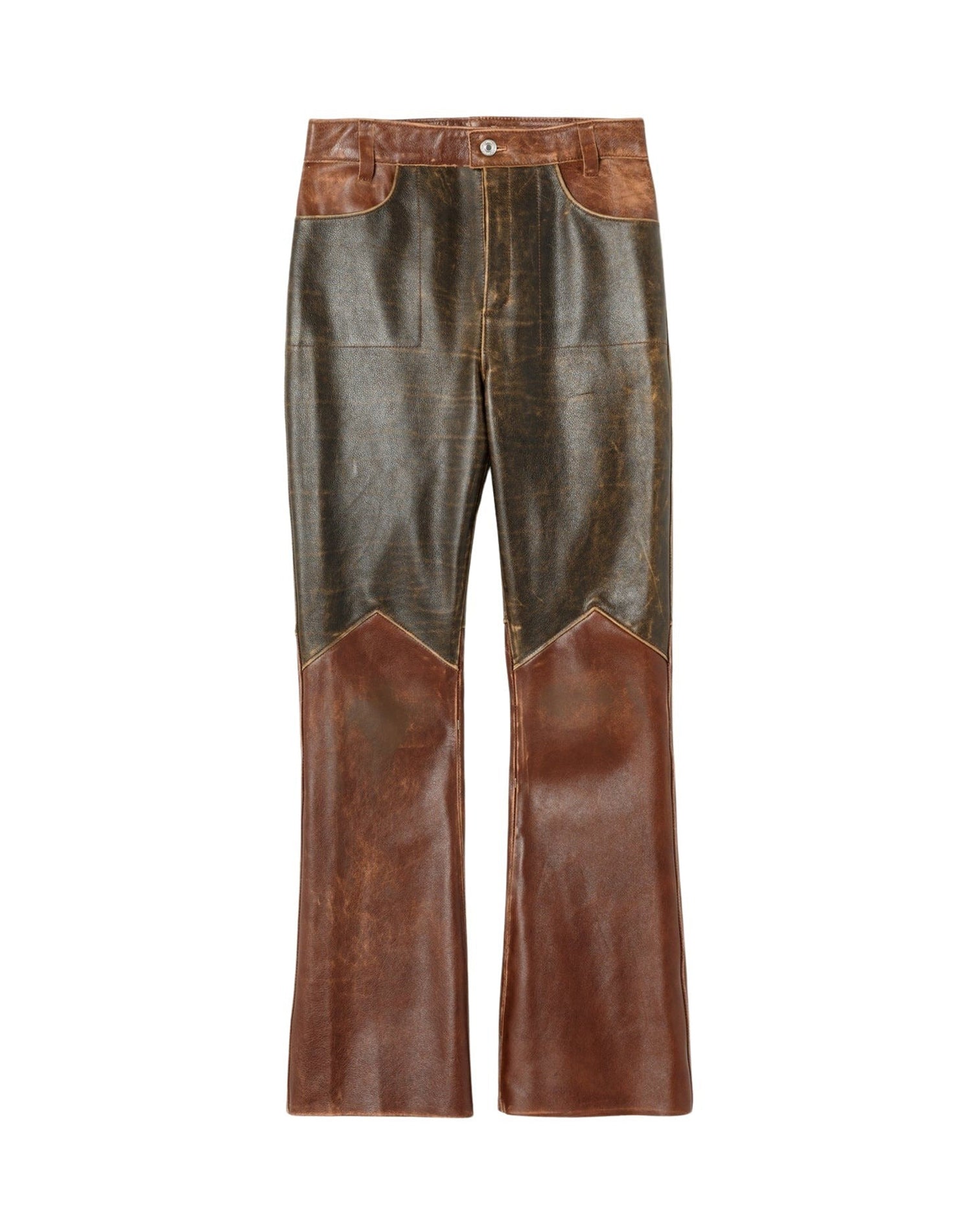 Pantalon 2 tons en cuir - Black & Brown