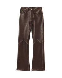 Pantalon coupe Bootcut 70's en cuir - Brown Leather