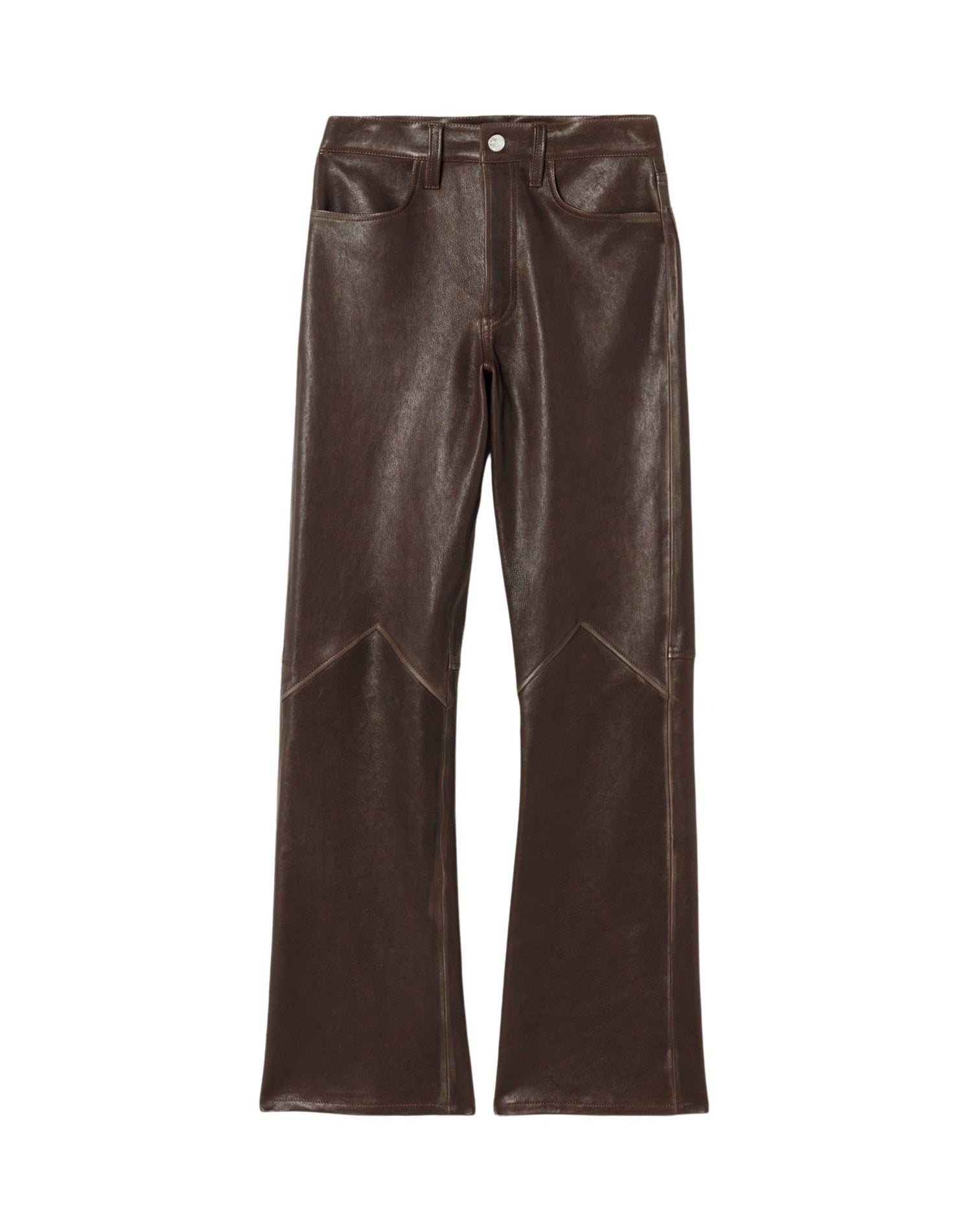 Pantalon coupe Bootcut 70's en cuir - Brown Leather