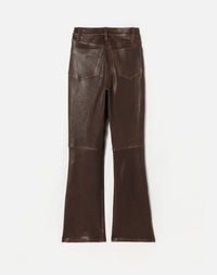 Pantalon coupe Bootcut 70's en cuir - Brown Leather