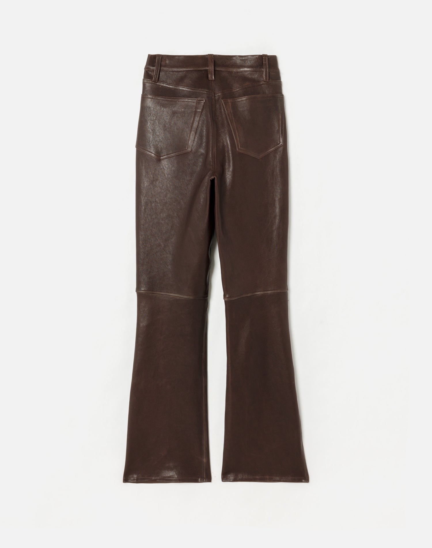 Pantalon coupe Bootcut 70's en cuir - Brown Leather