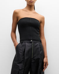 Bustier côtelé en laine - Black