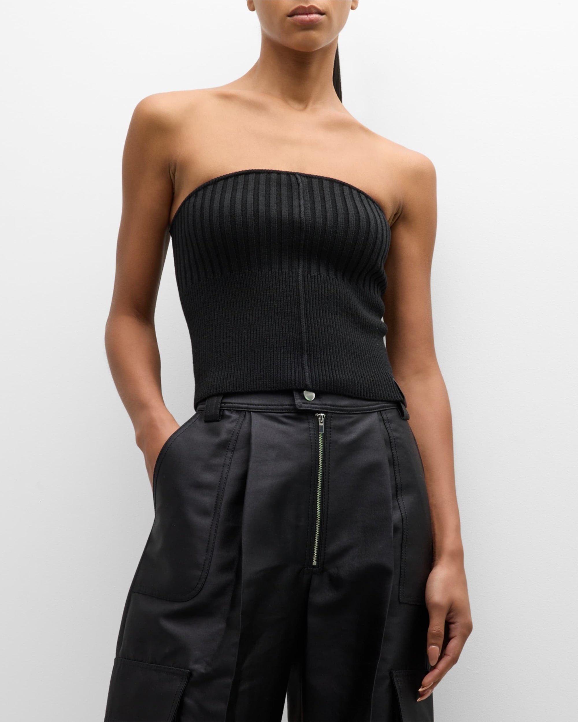 Bustier côtelé en laine - Black