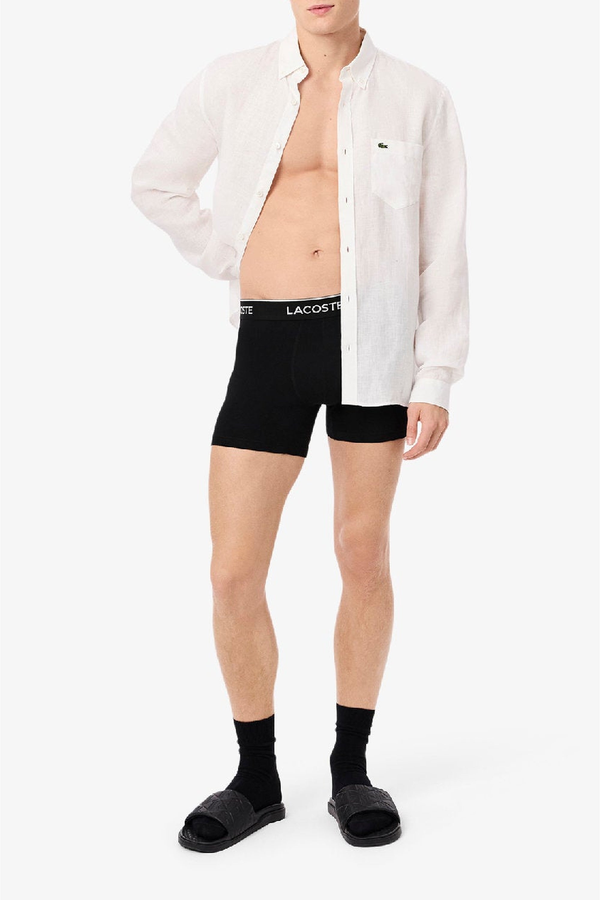 Set of 3 long stretch boxer shorts - Black
