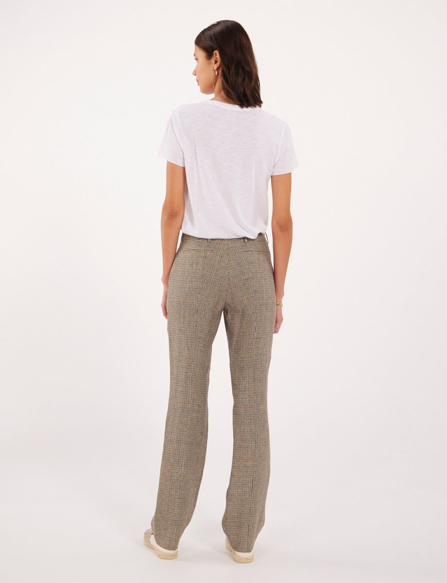 2qty RELIQUAT 75€ 0%  / Pantalon droit Anatole en lin - Beige Multicolor