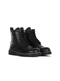 Bottines en cuir à logo balmain - Noir