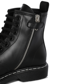 Bottines en cuir à logo balmain - Noir