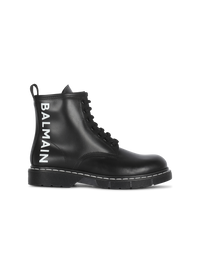 Bottines en cuir à logo balmain - Noir