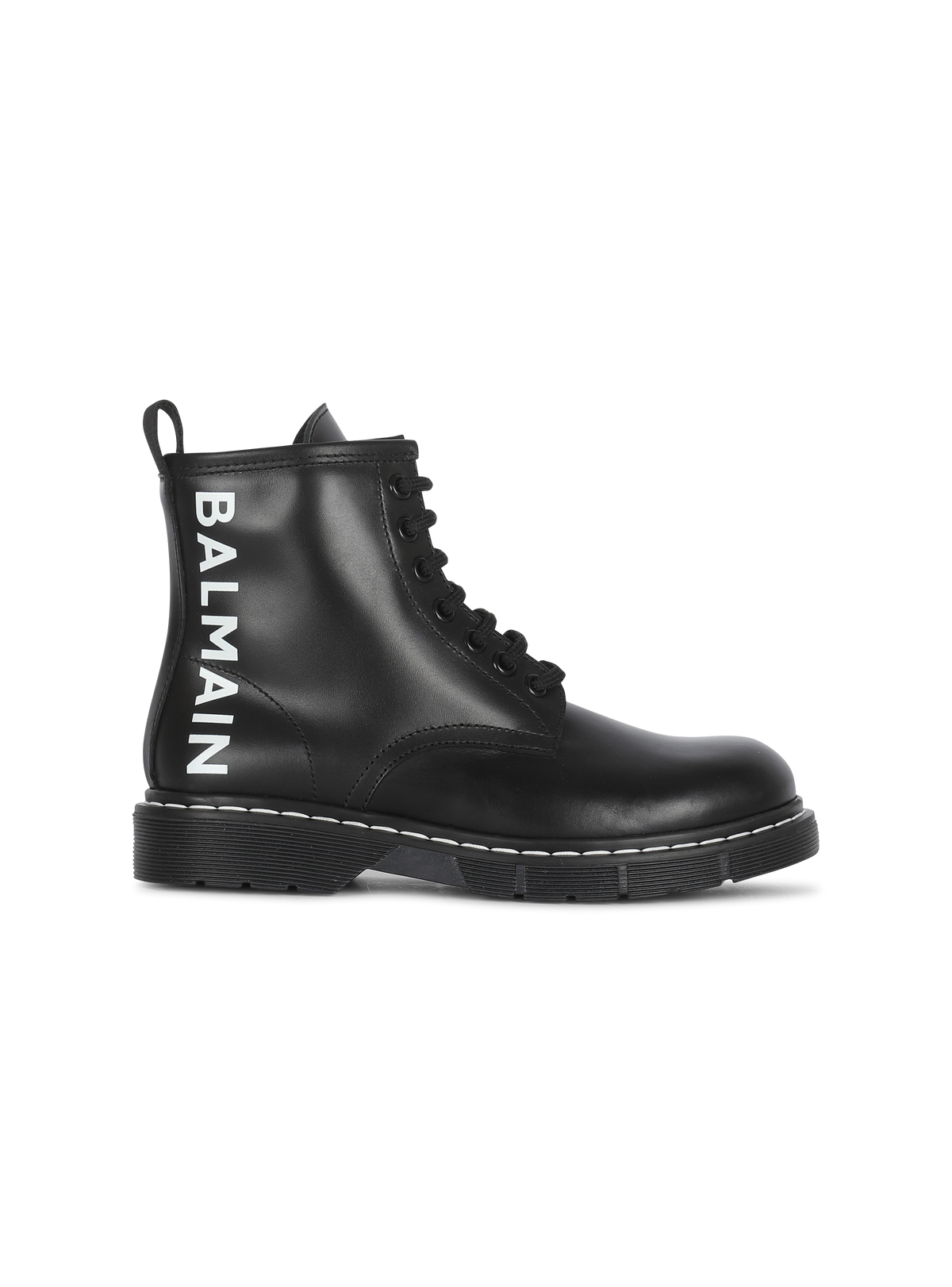 Bottines en cuir à logo balmain - Noir