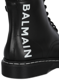 Bottines en cuir à logo balmain - Noir