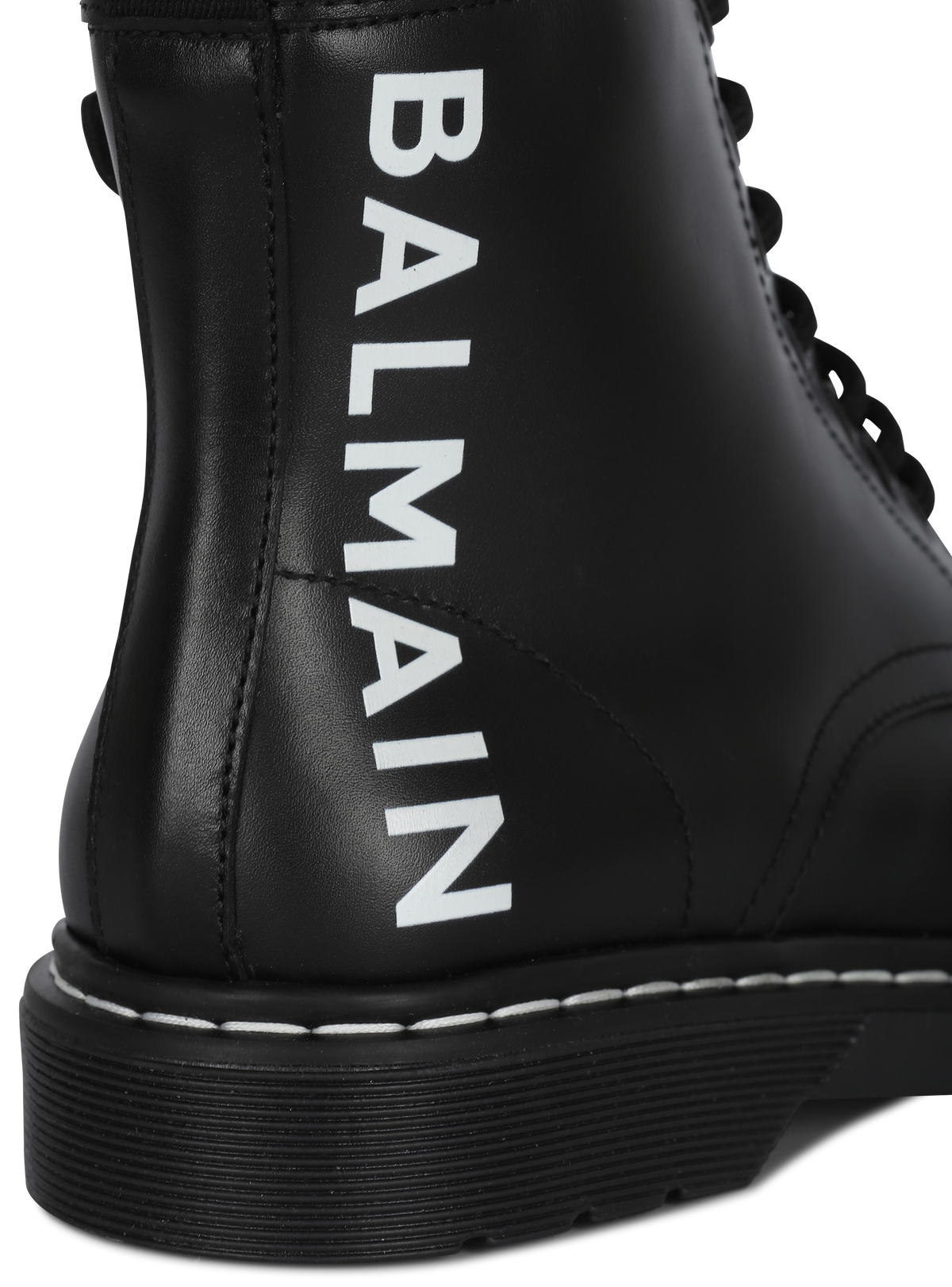 Bottines en cuir à logo balmain - Noir