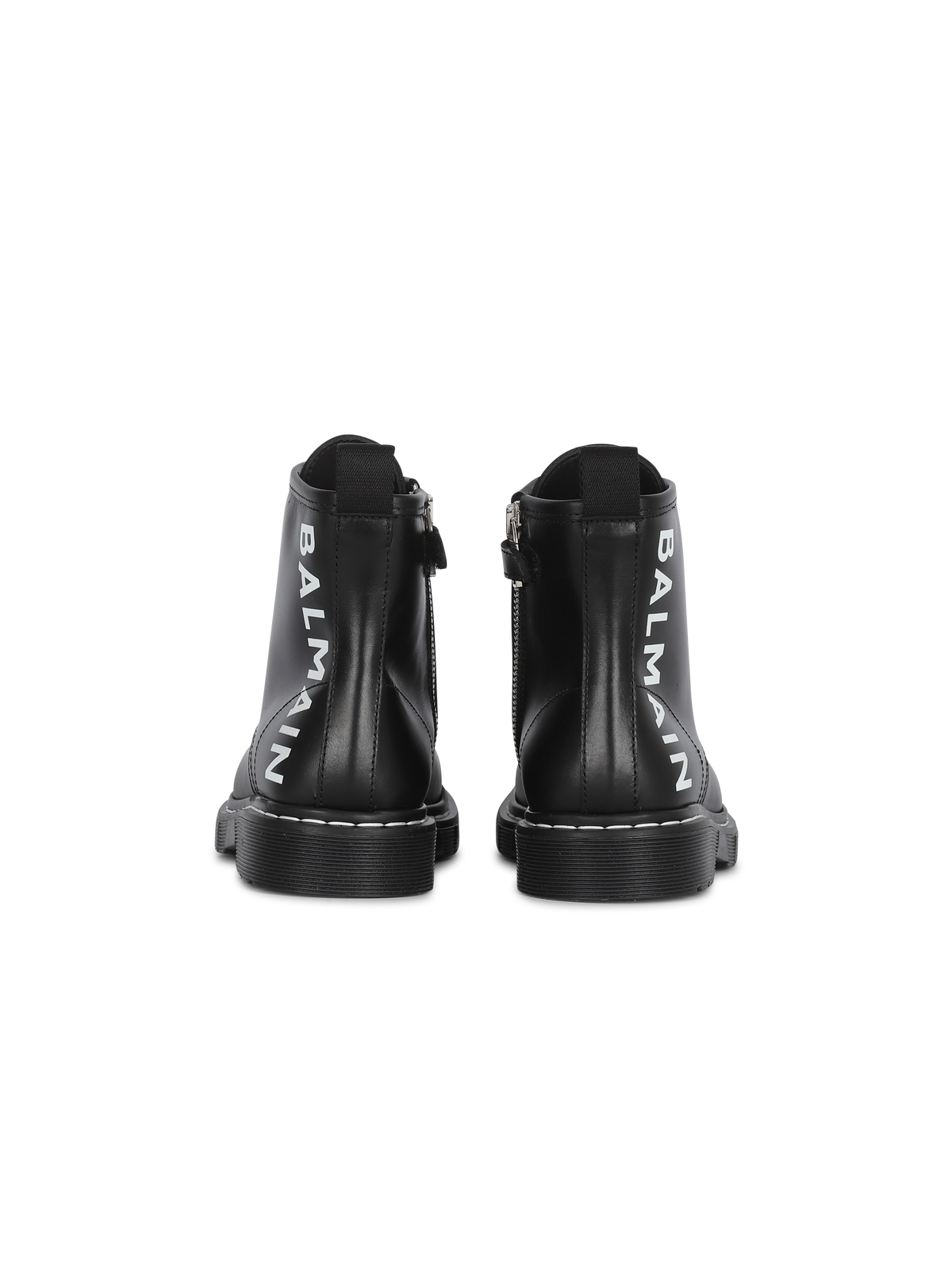 Bottines en cuir à logo balmain - Noir