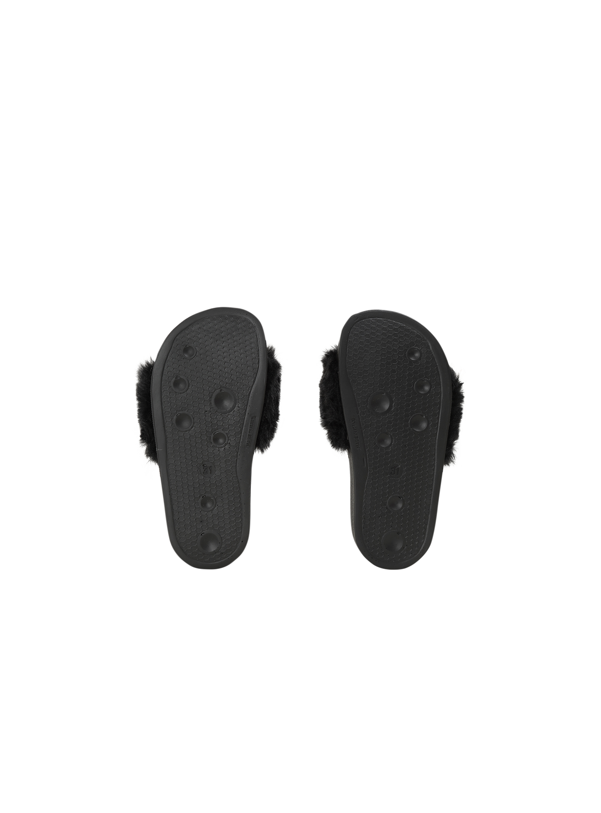 Sandales plates en fausse fourrure - Noir