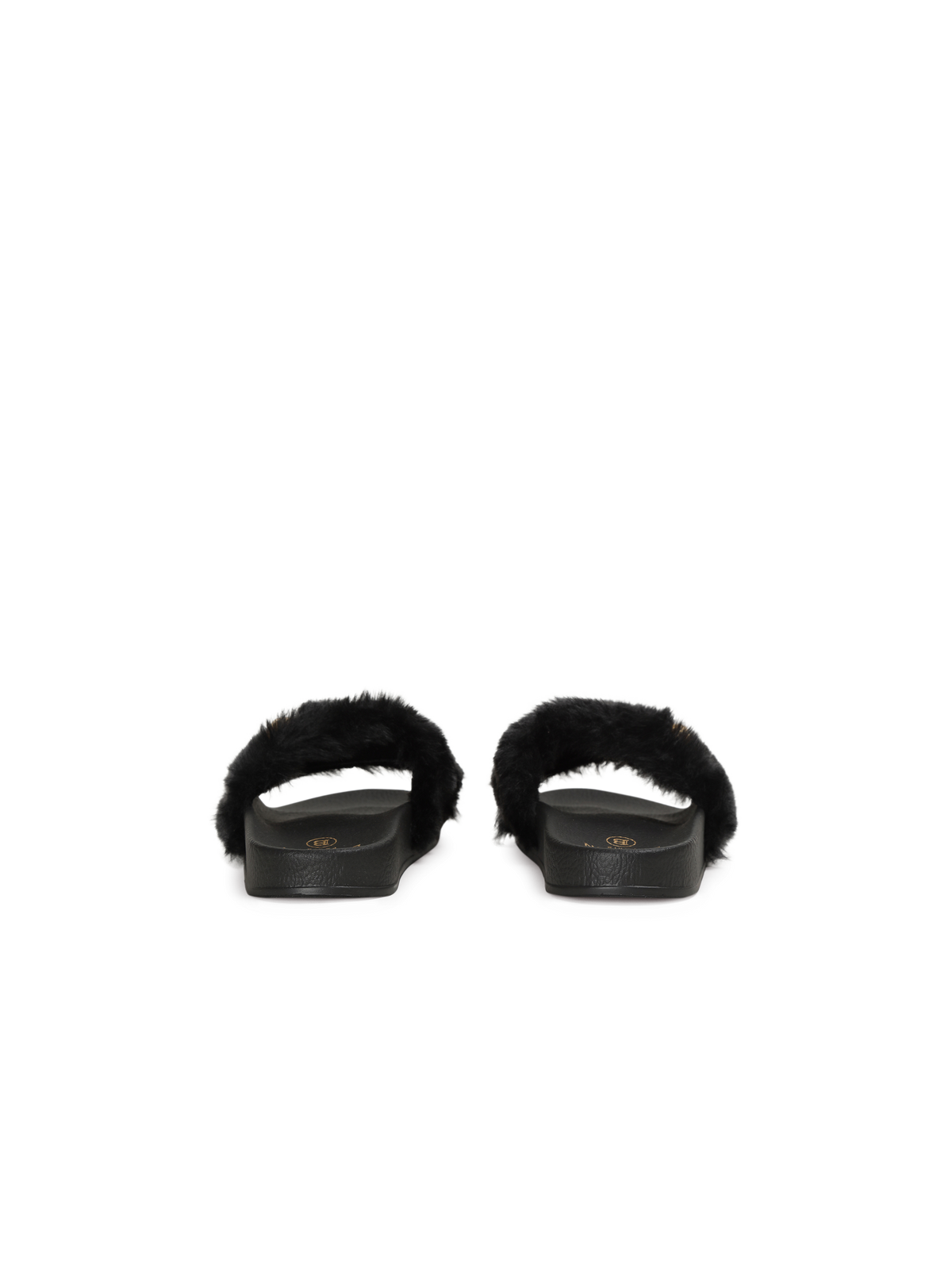Sandales plates en fausse fourrure - Noir