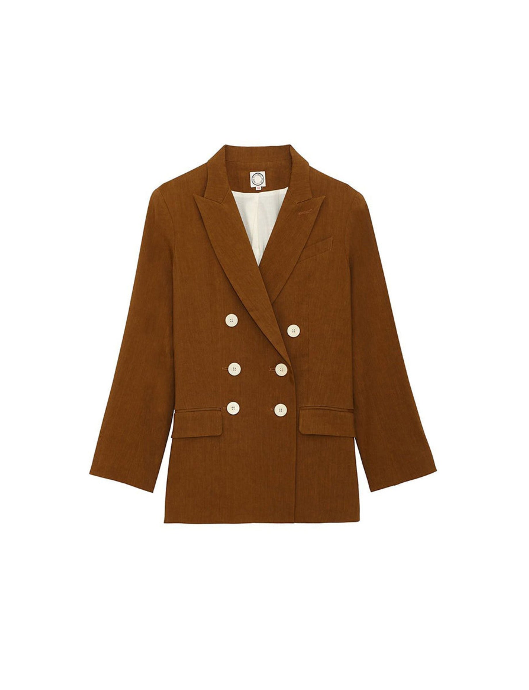 1qty RELIQUAT 120€ 100%  / Blazer croisé Ezio en lin - Tobacco