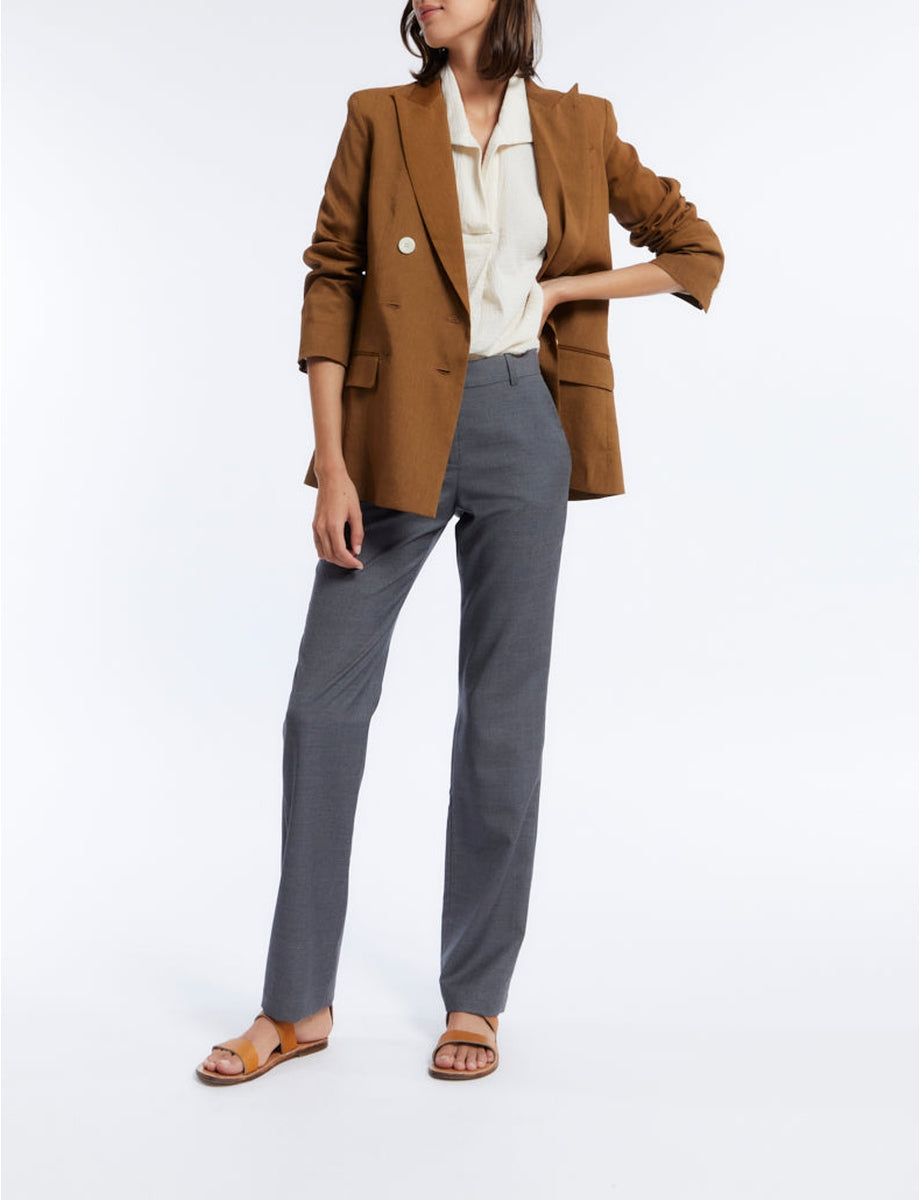 1qty RELIQUAT 120€ 100%  / Blazer croisé Ezio en lin - Tobacco