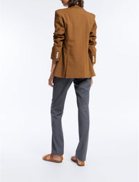 1qty RELIQUAT 120€ 100%  / Blazer croisé Ezio en lin - Tobacco