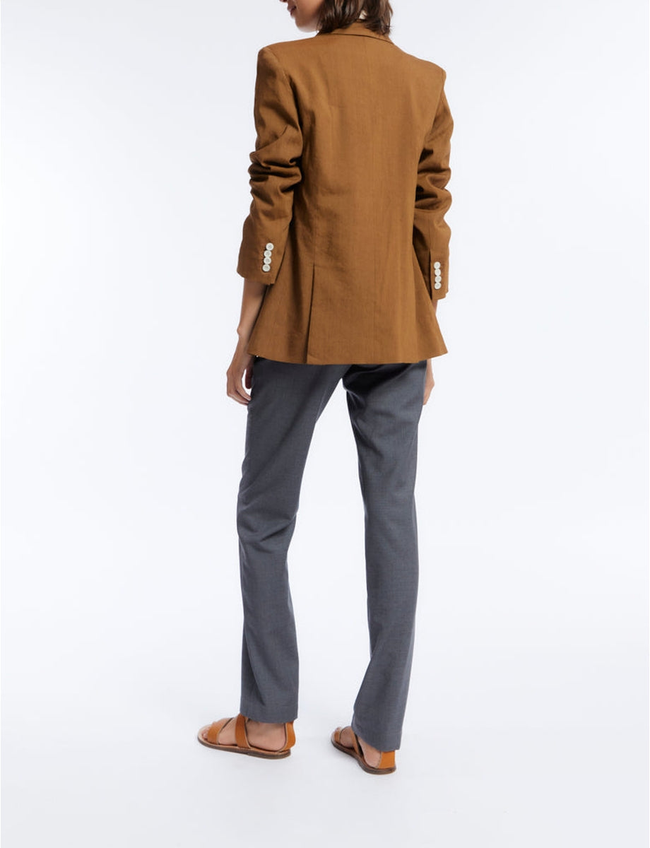 1qty RELIQUAT 120€ 100%  / Blazer croisé Ezio en lin - Tobacco