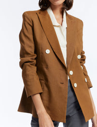 1qty RELIQUAT 120€ 100%  / Blazer croisé Ezio en lin - Tobacco