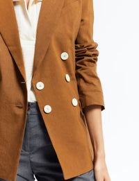 1qty RELIQUAT 120€ 100%  / Blazer croisé Ezio en lin - Tobacco