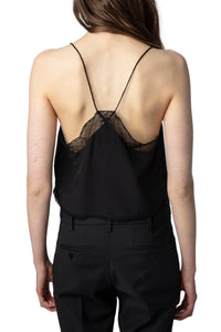 Caraco Christy Crop en soie - Noir