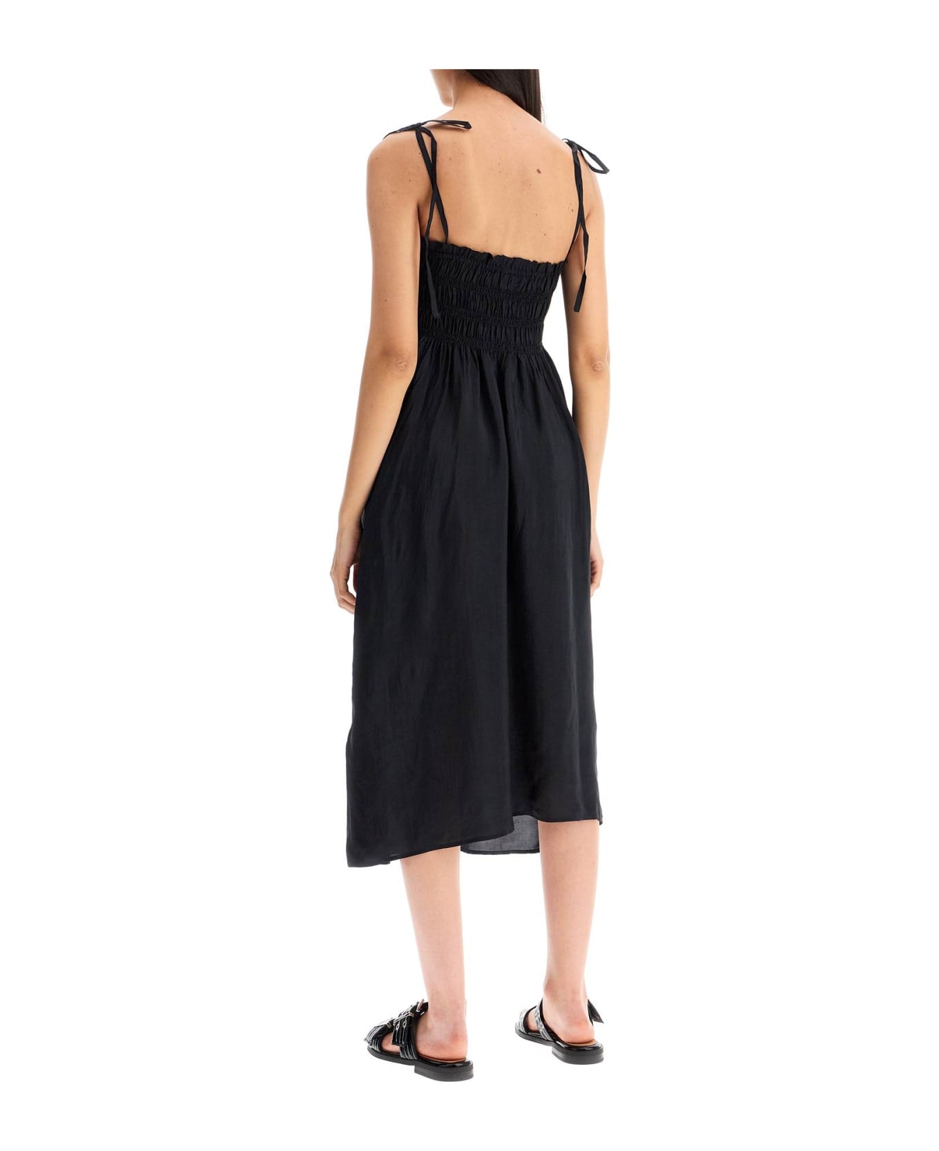 Robe midi à bretelles nouées - Black
