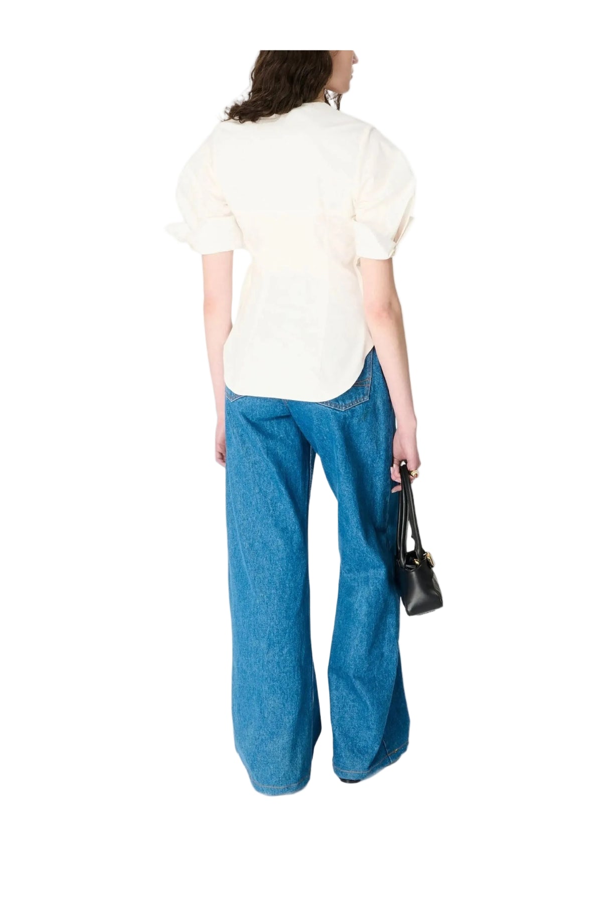 Regenerated Cotton Percale Bustier Top - Blanc