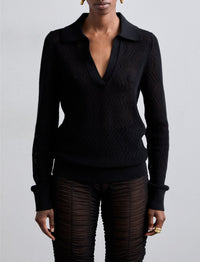 Pull Agnes tricoté en zig zag - Black