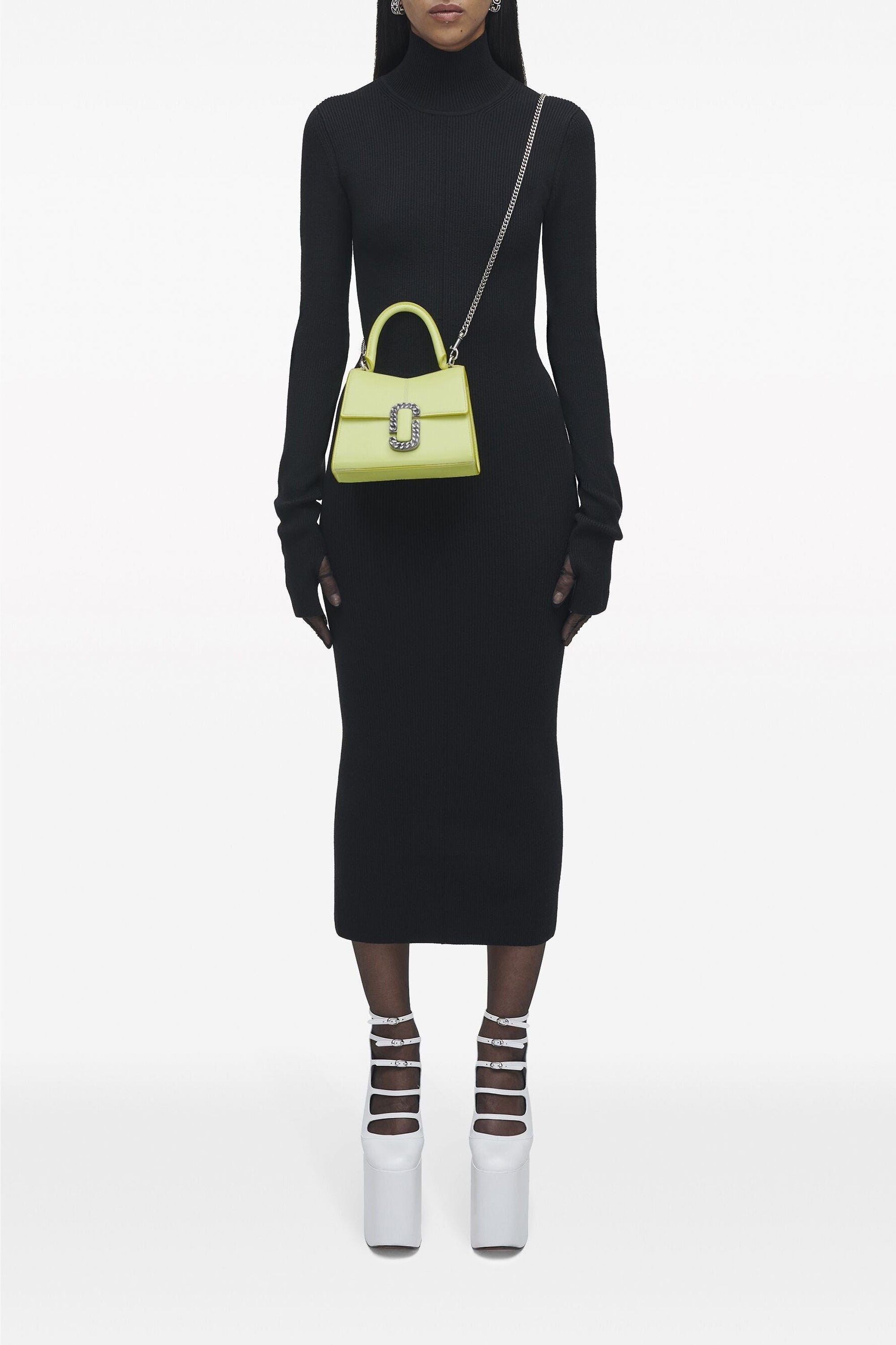 The Mini Top Handle small bag in leather - Limoncello