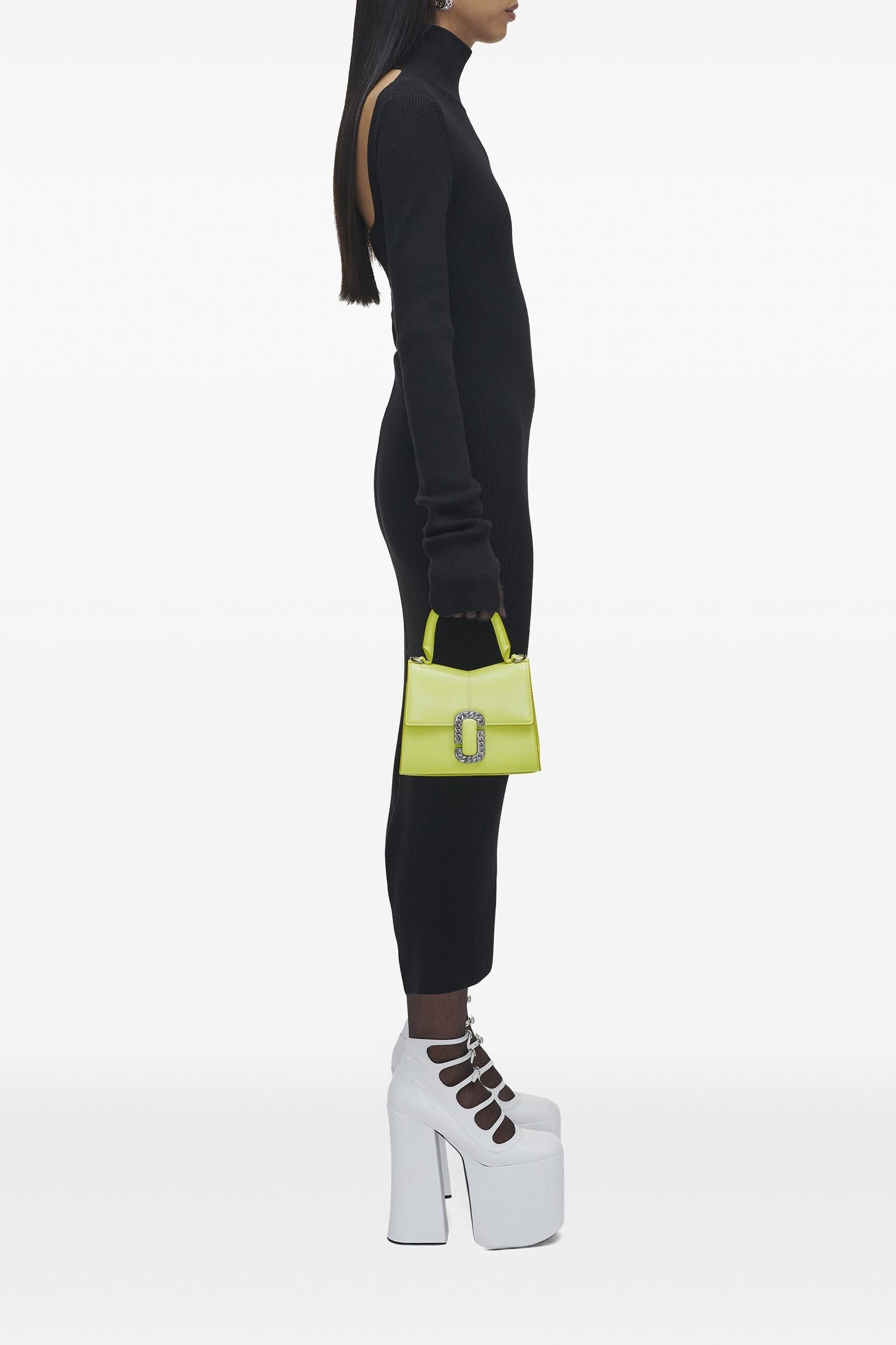 The Mini Top Handle small bag in leather - Limoncello